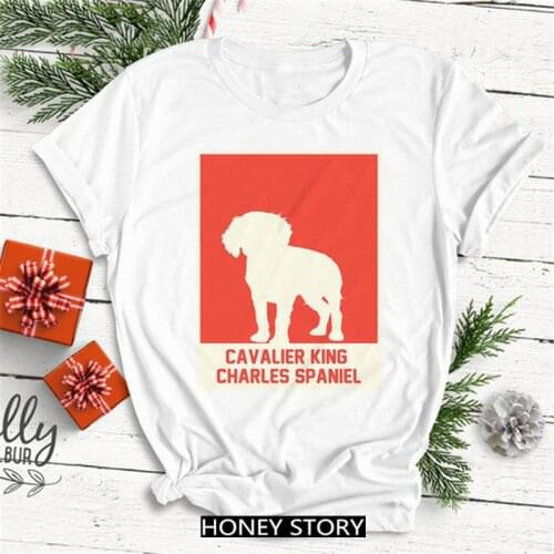 Summer Fashion 90s Girls Ullzang Tops Womens Cavalier King Charles Spaniel Printed T-shirts Harajuku Animal Dog Graphic T Shirt
