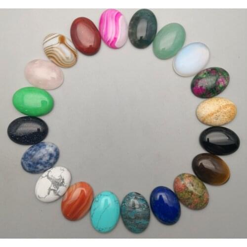 Fashion 20pcs/lot natural stone beads cab cabochon for jewelry making 25X18MM Assorted mixed Ring Necklace Earrings accessories