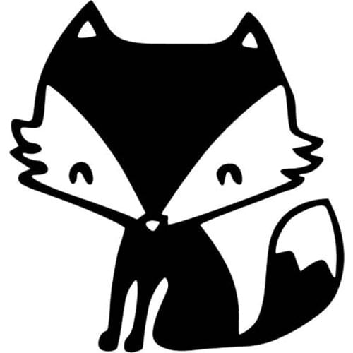 Car Sticker Cute Fox Cartoon Decoration Car Body Sticker PVC Decal Creative Waterproof Sunscreen Black/white, 16cm*15cm