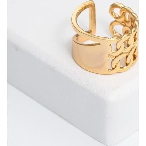 Real Gold Plated Stainless Steel 13mm Rings for Men Chain Rings Biker mixed chain for women men open ring