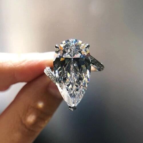 YOUHAOCC European and American Creative New Ladies Ring Pear-shaped Drop-shaped Zircon Ring Fashion Womens Ring Jewelry