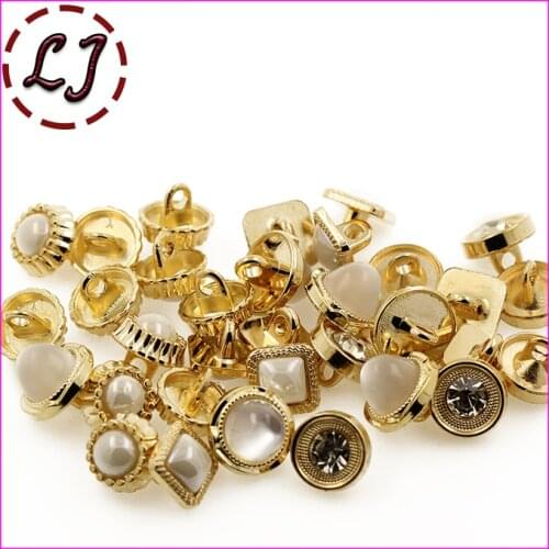 New arrived 20pcs/lot beautiful decoration pearl gold metal buttons snaps sewing crafts for women clothing scrapbooking