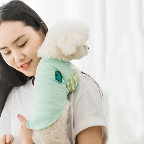 Puppy Dog Clothes Spring And Summer New Thin Style Breathable Cartoon T-Shirt Fresh Stitching Two-legged Vest Cat Pet Clothes