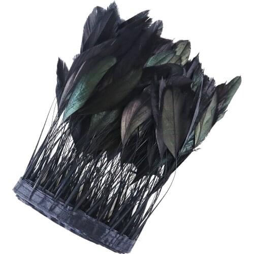 Wholesale Black feathers Natural Stripped Coque Rooster Tail Feather Trims Width 10-18CM Dress Sewing Decorative feathers