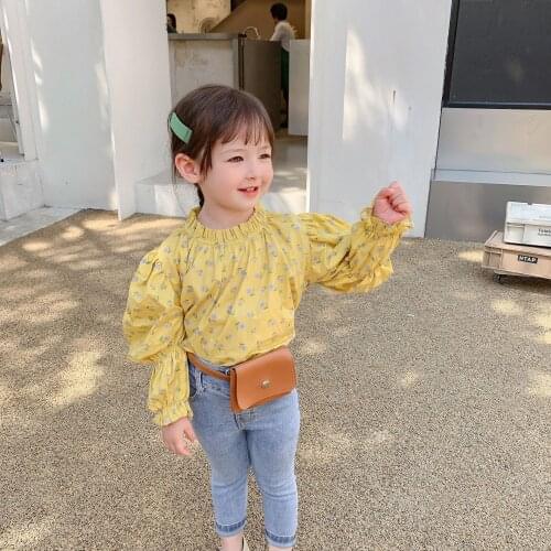 Girls' Autumn Shirt 2021 New Childrens Temperament Sweet Small Fresh Long Sleeve Casual Bottom Top Girls Clothes