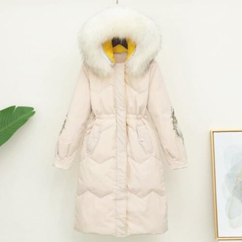 2019 winter new style down jacket medium and long style slim waist women coat large wool collar trend Korean version lady coats