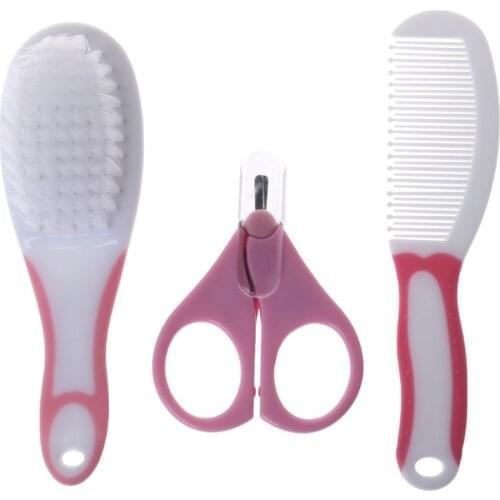 1 Set Portable Baby Grooming Brush Comb Scissors Newborn Kids Nursing Care Nail Cutter Clippers Safe Hair Head Massage Supplies