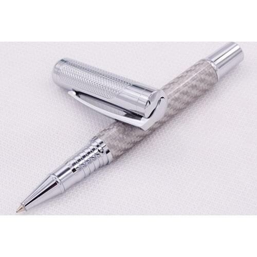 Fuliwen Carbon Fiber Exquisite Rollerball Pen with Smooth Refill , Fashion Silver Quality Writing Pen for Office Business