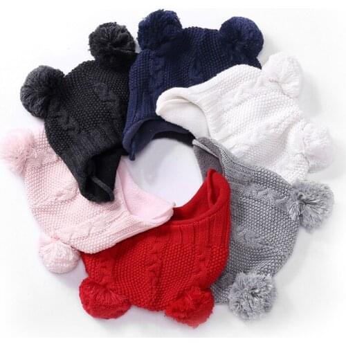 Newborn Baby Hat Cute Bear Toddler Earflap Beanies Baby Winter Kids Girls Hat Newborn Photography Props