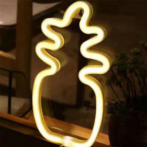 LED Neon Light Creative Wall-mounted Rainbow Cute Pineapple Neon Sign Durable Flash For Room Home Party Wedding Decoration Gift