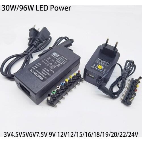 30W/96W 3V4.5V5V6V7.5V 9V 12V12/15/16/18/19/20/22/24V 2A/4.5A AC DC Adaptor Adjustable Power Adapter Universal Charger Supply