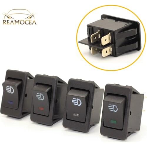 Reamocea 4Pcs Universal Car Auto Fog Light Rocker Toggle Switch ASW-17D 12V 35A LED Dashboard LED Car Boat Accessories