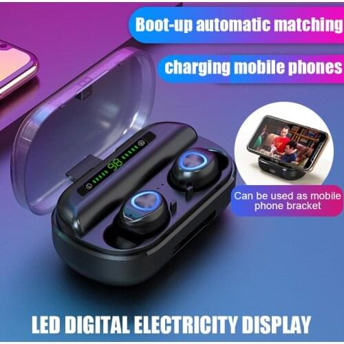 V5.0 TWS True Wireless Earbuds Earphone HiFi Stereo Sound Bilateral Call Headphones Waterproof Headset Driving Confortable