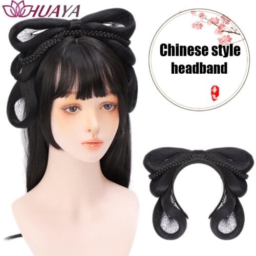 HUAYA China Style Hairband Headband Hanfu Cosplay Wig Accessories Headband Heat Resistant Fiber Synthetic Hair