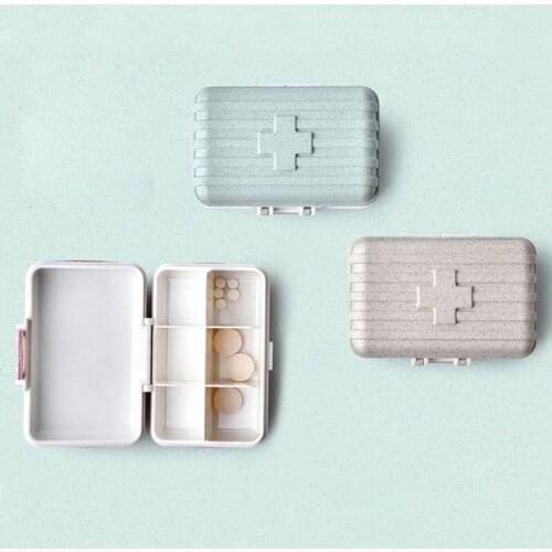 Wheat Straw Six-grid Pill Box Environmentally Friendly Degradable Pill Box Portable Mini Pill Box Travel Case Storage Pill Box