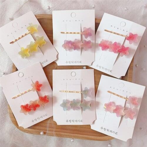 Rainbow Fudge Gradient Hair Clip Love Star Word Clip Girl Heart Hair Accessories