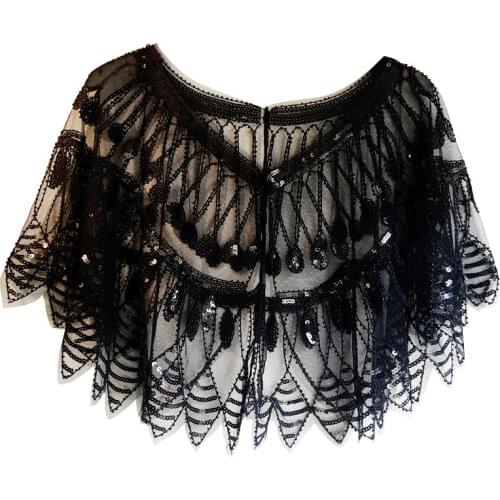 Womens Evening Shawl 1920s Gatsby Sequin Vintage Cape Bolero Flapper Cover Up