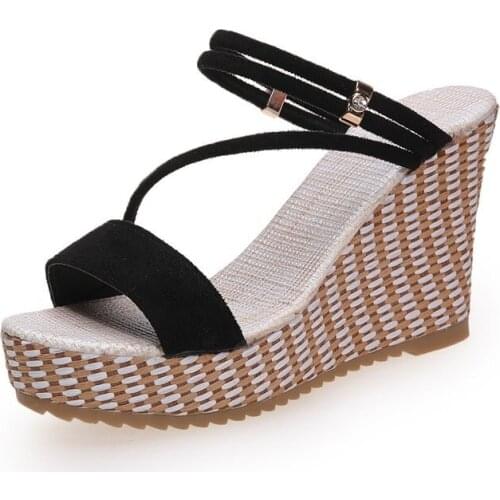 2021Fashion Women Sandals Platform Wedges Ladies Slippers Summer Elegant Female Peep Toe High Heels Womens Shoes Slides