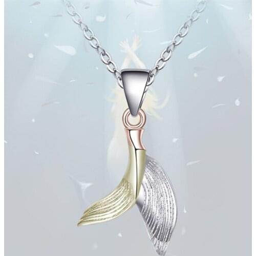 Fashion Romantic Cute 925 Sterling Silver Mermaid Tail Necklaces For Women Gift Fish Choker Necklace Boho Wedding Jewelry Collar