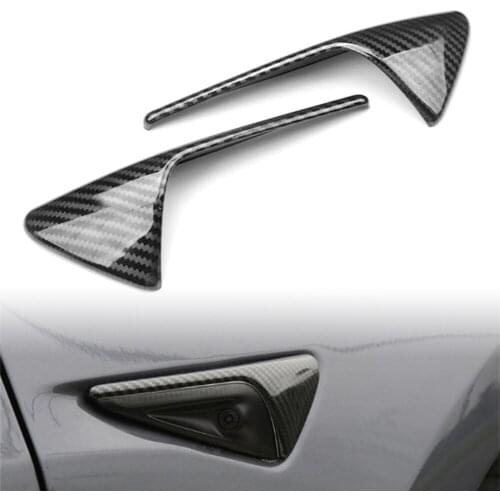 2pcs Carbon Fiber Air Vent Hood Intake Fender Cover Trim For Tesla Model 3 X S