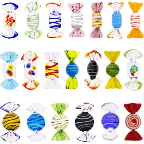 20pcs Vintage Murano Style Glass Sweets Candy Ornament for Home Party Wedding Christmas Festival Decorations Gift