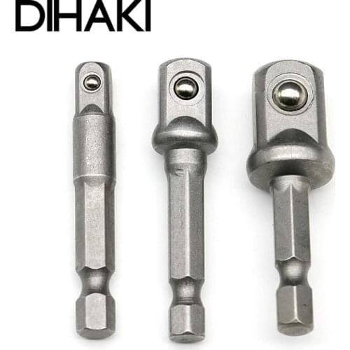 3PCS/set 1/4 3/8 1/2 Hex Bit Socket Power Drill Socket Drill Adapter Socket Extension Bit Adaptor Set Screwdriver Tools