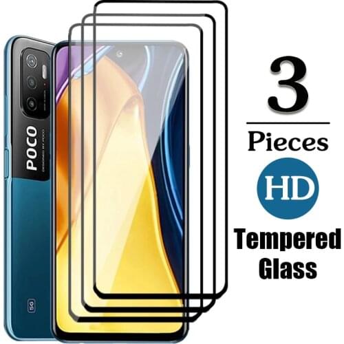 3Pcs Protective Glass For Xiaomi Poco M3 Pro m3 f3 Safety Glass Screen Protector For Xiamoi Xiomi poco x3 pro x3 M3 5G Film Glas
