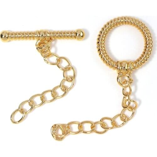 4 Set Metal Real Gold Plating OT Clasps Hooks Toggle Clasp Bracelet Necklace End Connector for Jewelry Making DIY Accessories