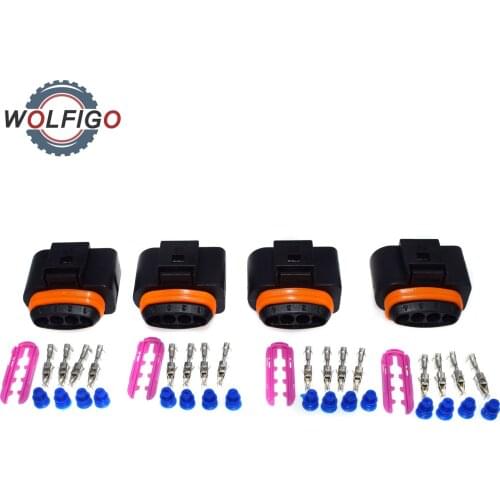 WOLFIGO 4-Way Female Automotive Coil Extension Adapter Electrical Wire Connector Plug for Audi A4 A6 VW Passat Jetta 1J0 973 724