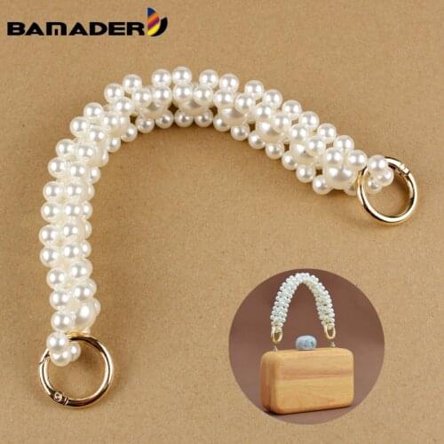 BAMADER Pearl Bag Strap Replacement Woman Purse Hand Wrist Elegant Pearl Straps DIY Handles Clutch Bag Belts Accessories Handbag