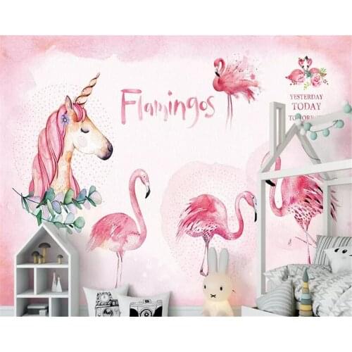 Beibehang wallpaper sticker watercolor unicorn kid room wallpaper bedroom background 3d wallpaper living room papel de parede 3d