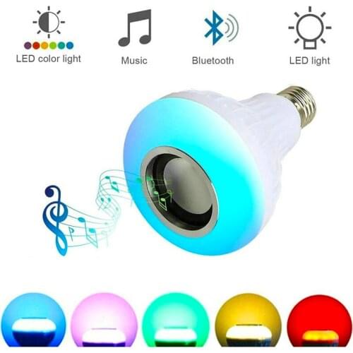Bluetooth Speaker RGB LED Bulb Light E27 12W 110V 220V Audio Speaker Colorful music playing Night Light led lamp