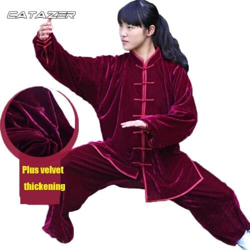 Martial Arts Clothing Gold Velvet Thickening Tai Chi Clothing Uniforms Unisex Taiji Suits Tai Chi Uniforms Kung Fu