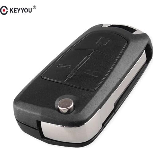KEYYOU 3 Buttons Remote Flip Car Key Shell Case Fob For Opel Vectra 2003-2007 SIGNUM ZAFIRA with HU43 blade With Logo