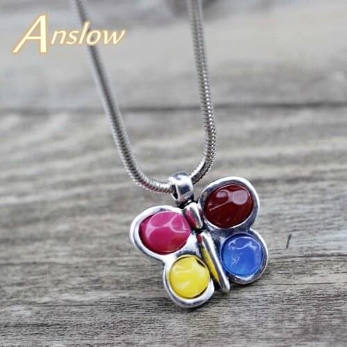 Anslow Brand Fashion Jewelry Snake Chain Chokers Butterfly Pendant Necklace For Girl Friends Women Charms Necklace LOW0003AN