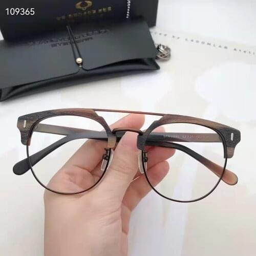 Brand Designer Eyewear Retro Frame Vintage Wooden Acetate Glasses Men Double Beam Myopia Prescription Eyeglasses Spectacle Frame