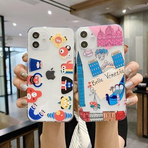 Dream Castle Phone Case for IPhone 12 Mini 11 Pro Max X XS XR 7 8 Plus SE 2020 Cartoon Little Monster Cases