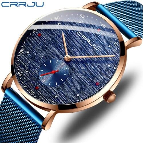 CRRJU New Fashion Watches with Stainless Steel Top Brand Luxury Sports Calendar Quartz Watch Men Male Clock Relogio Masculino