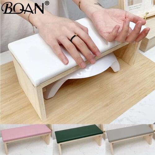 Wood Manicure Table Nail Art Hand Pillow PU Leather Manicure Arm Rest Cushion for Nail Art Salon Home Manicure Nail Art Hand