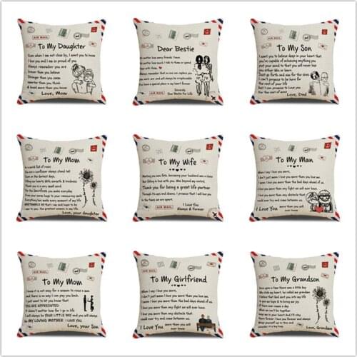 GY0164 Envelope Letters Cushion Case (No Filling) 1PC Polyester Home Decor Bedroom Decorative Sofa Car Throw Pillows