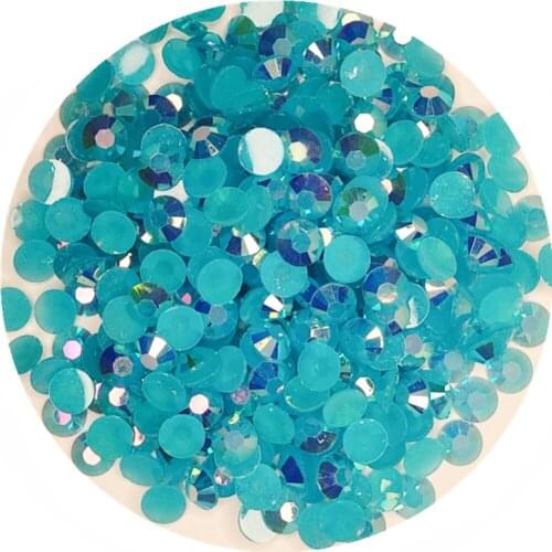 Good Quality Jelly Dark Aquamarine AB Resin Flatback Beads 2mm~6mm Non Hotfix Rhinestones for Nail Art/Garment/Decoration