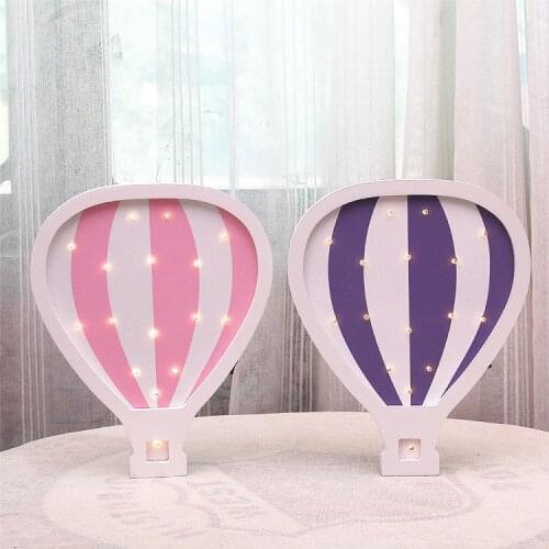 Ins Wooden Hot Air Balloon Shape LED Night Light ChildrenS Room Creative Soft Decoration Ornaments Wall Decoration