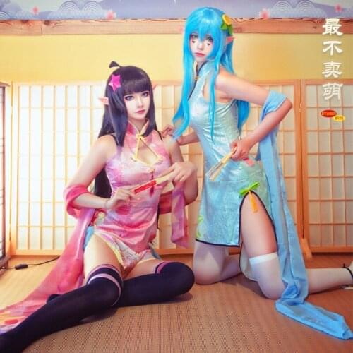 Bump world cosplay Kelly An Lijie cos fan cheongsam cos clothing cosply clothing female