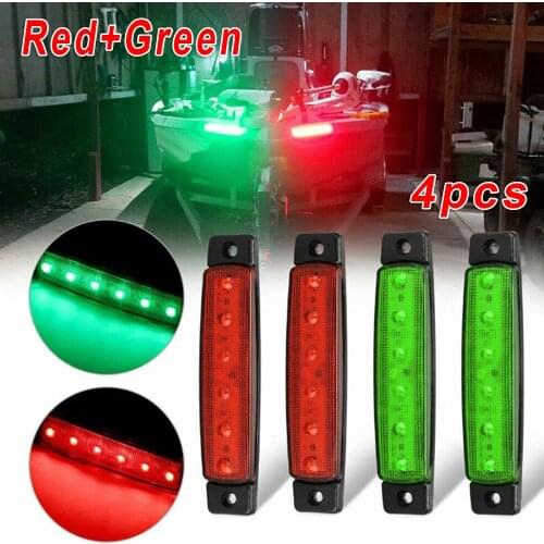 Red+Green Navigation 6LED Lights Stern Boat Starboard Lamp Set DC12V Waterproof Navigation Lights Bow Lights Port Side Lights