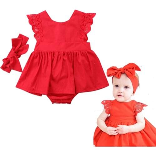 0-24M Infant Newborn Baby Girls Lace Princess Romper Dress 2PCs Toddler Cute Flower Dress Clothes Sunsuit