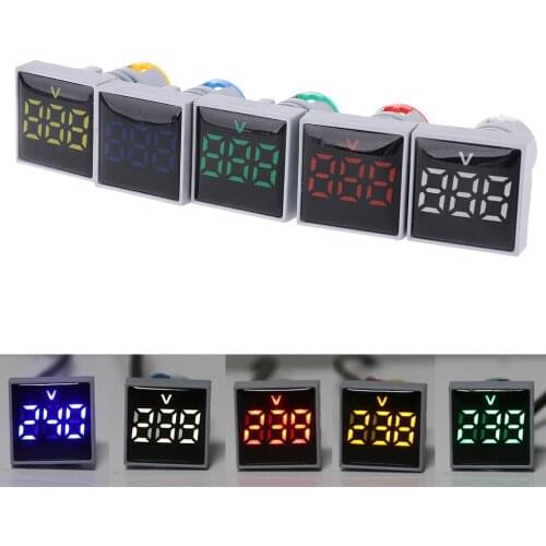 Square Voltmeter AC 20-500V Volt Meter Panel LED Digital Voltage Indicator Light 22mm