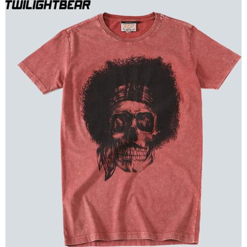 Summer Men T-shirt Skull Printing Short Sleeve T-shirts Male O Neck Vintage Top Casual T Shirt Mens Brand Clothing Tees AG372