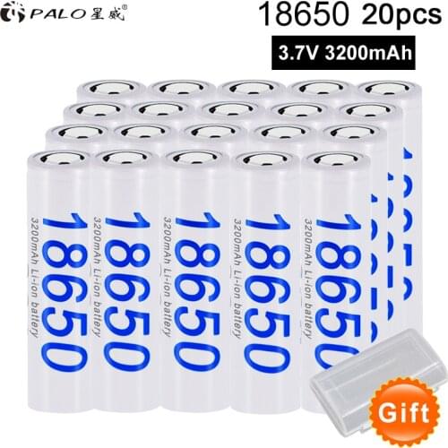 20PCS PALO 100% Original Rechargeable Battery 3.7 v 3200 mah 18650 Lithium Battery For Toy Instruments Camera Flashlight Battery