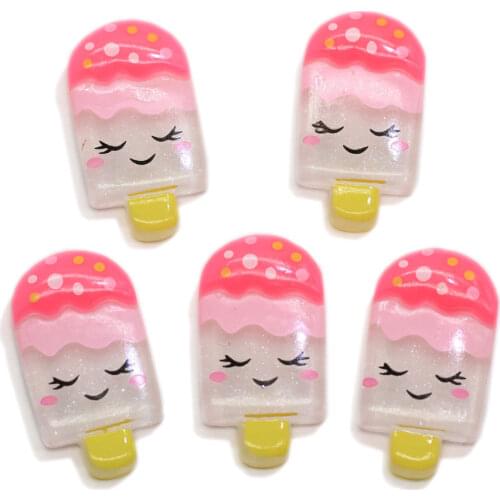 Cute Pink Ice-Cream Resin Flat Back Jelly Color Cabochon Kids Hair Pin Accessory Planar Jewelry Making Supplier