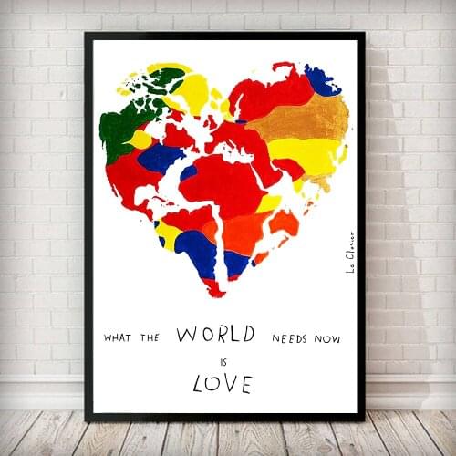 Poster Wall Art What World Needs Now is Love Canvas Painting Colorful World Map Modular Pictures Living Room Modern Home Decor